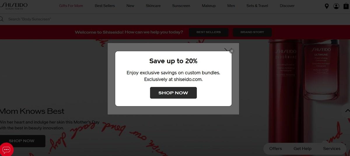 Splash page example showing a special time-sensitive offer with promotional content